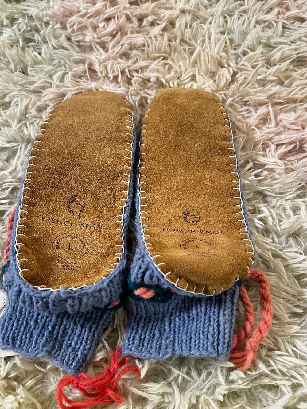 NWT Free People French Knot "Frosty Friends" Slipper Socks Size Large - Picture 6 of 7